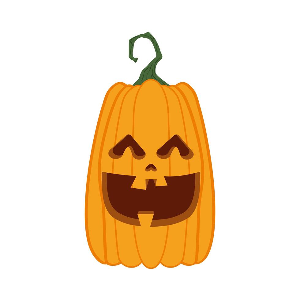 halloween pumpkin with face character vector