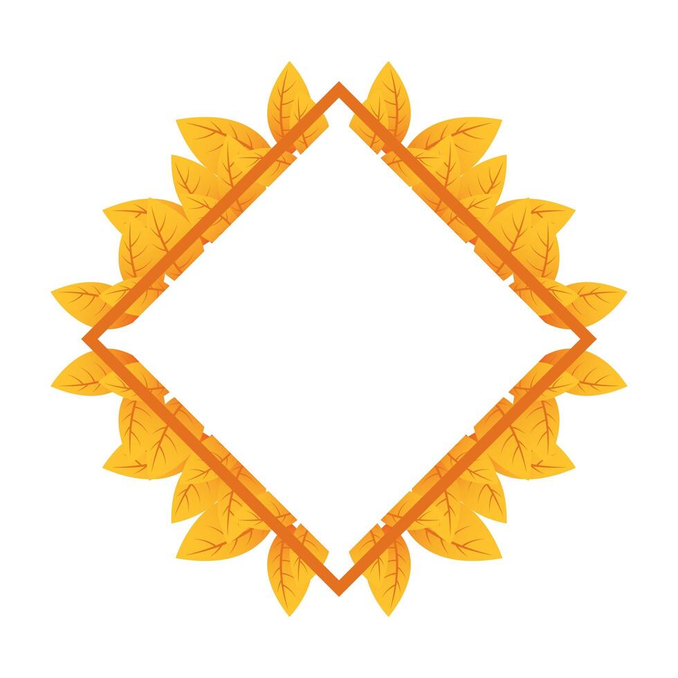 autumn square frame with leafs decoration vector
