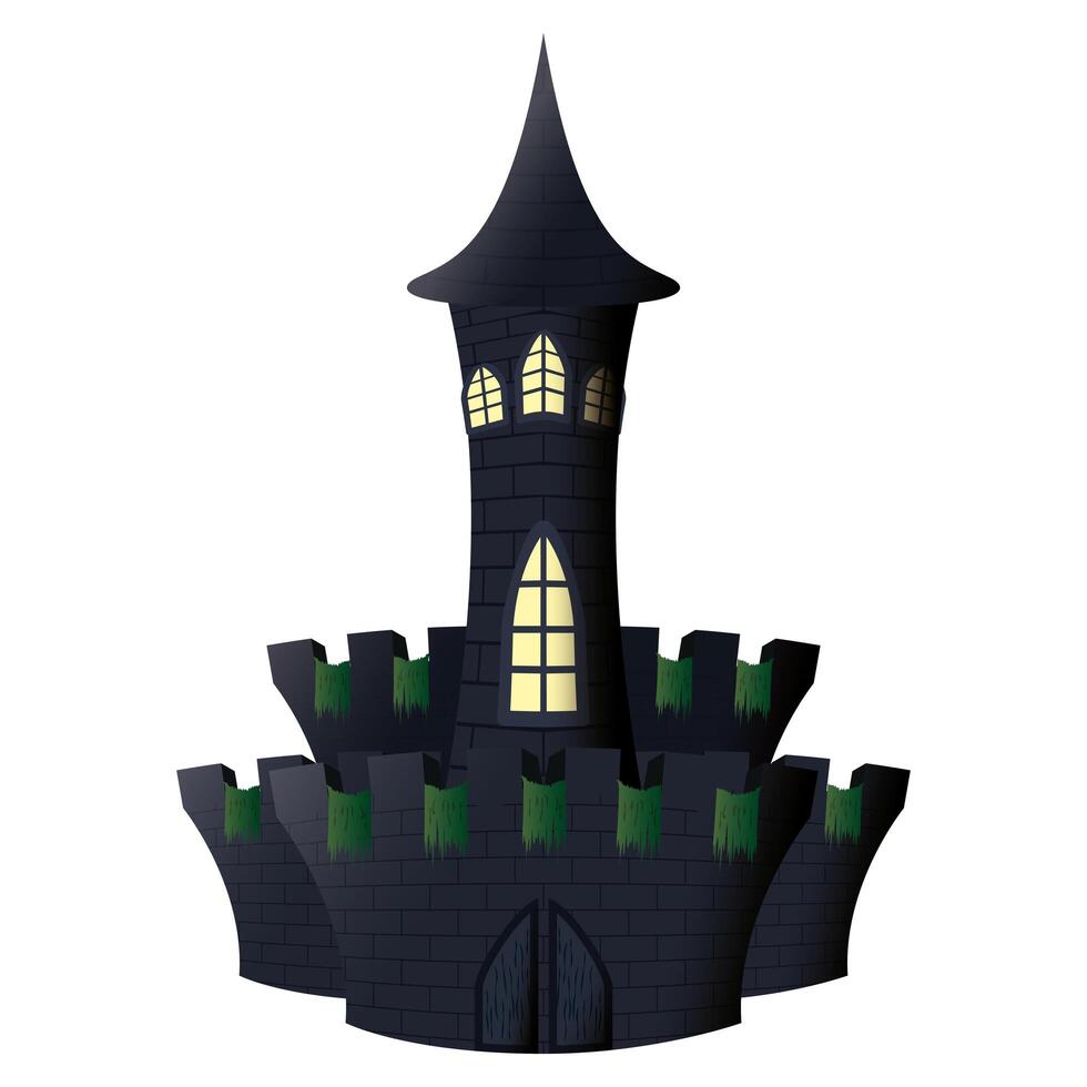 dark castle building halloween icon vector