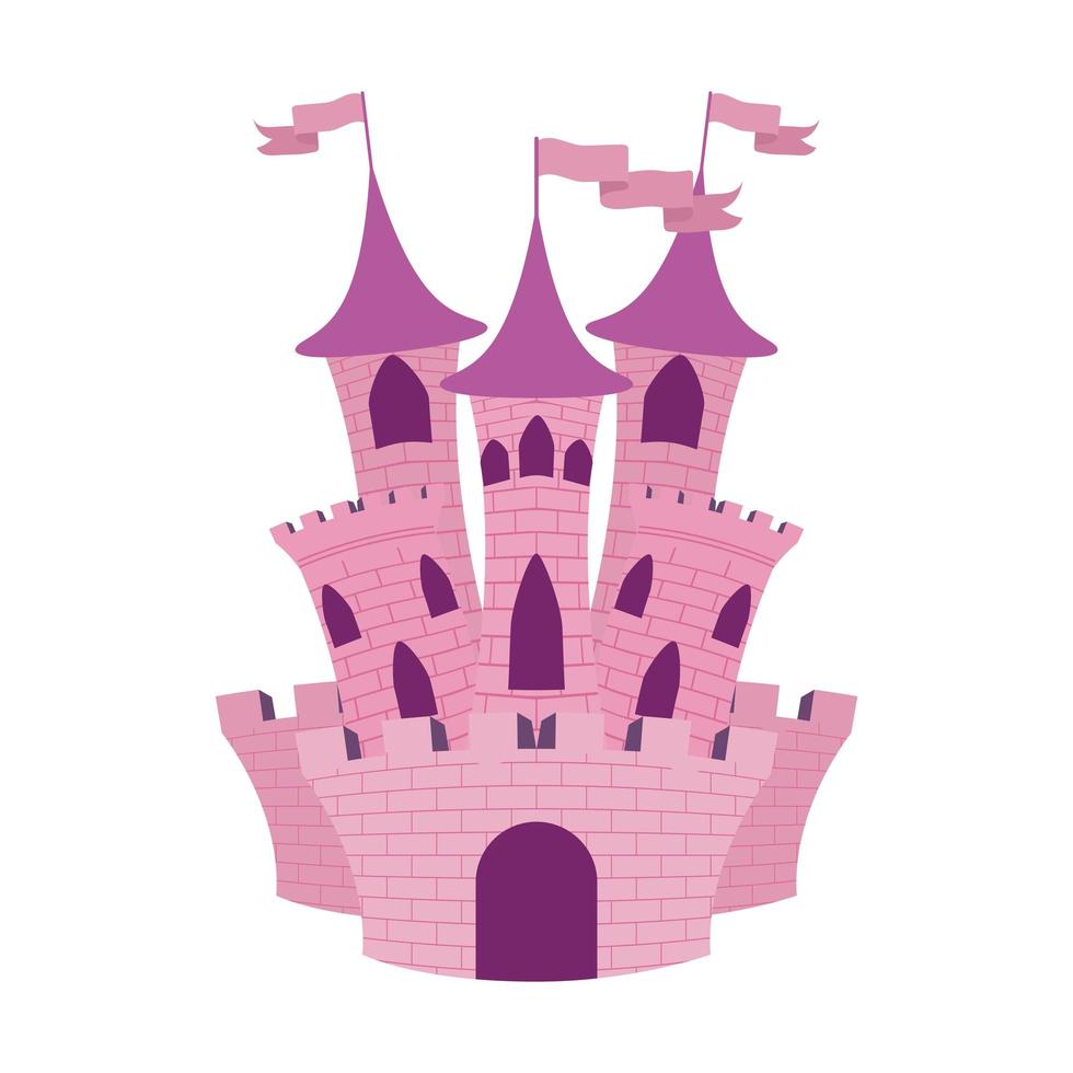 princesa rosa castillo icono de cuento de hadas vector