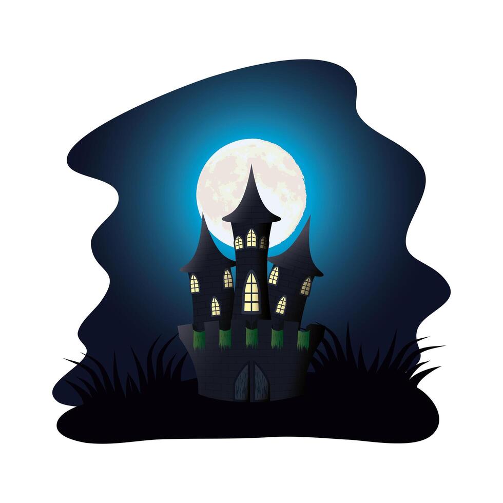 dark castle at night halloween icon vector