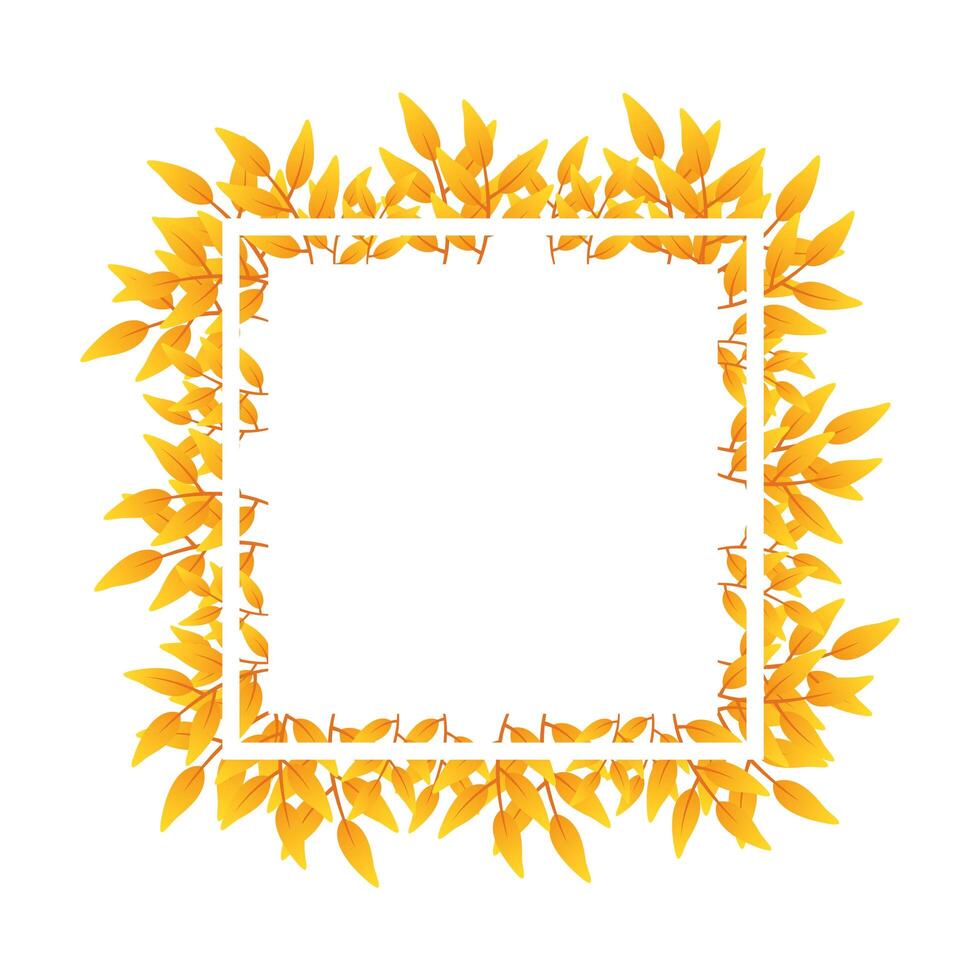 autumn square frame with leafs decoration vector