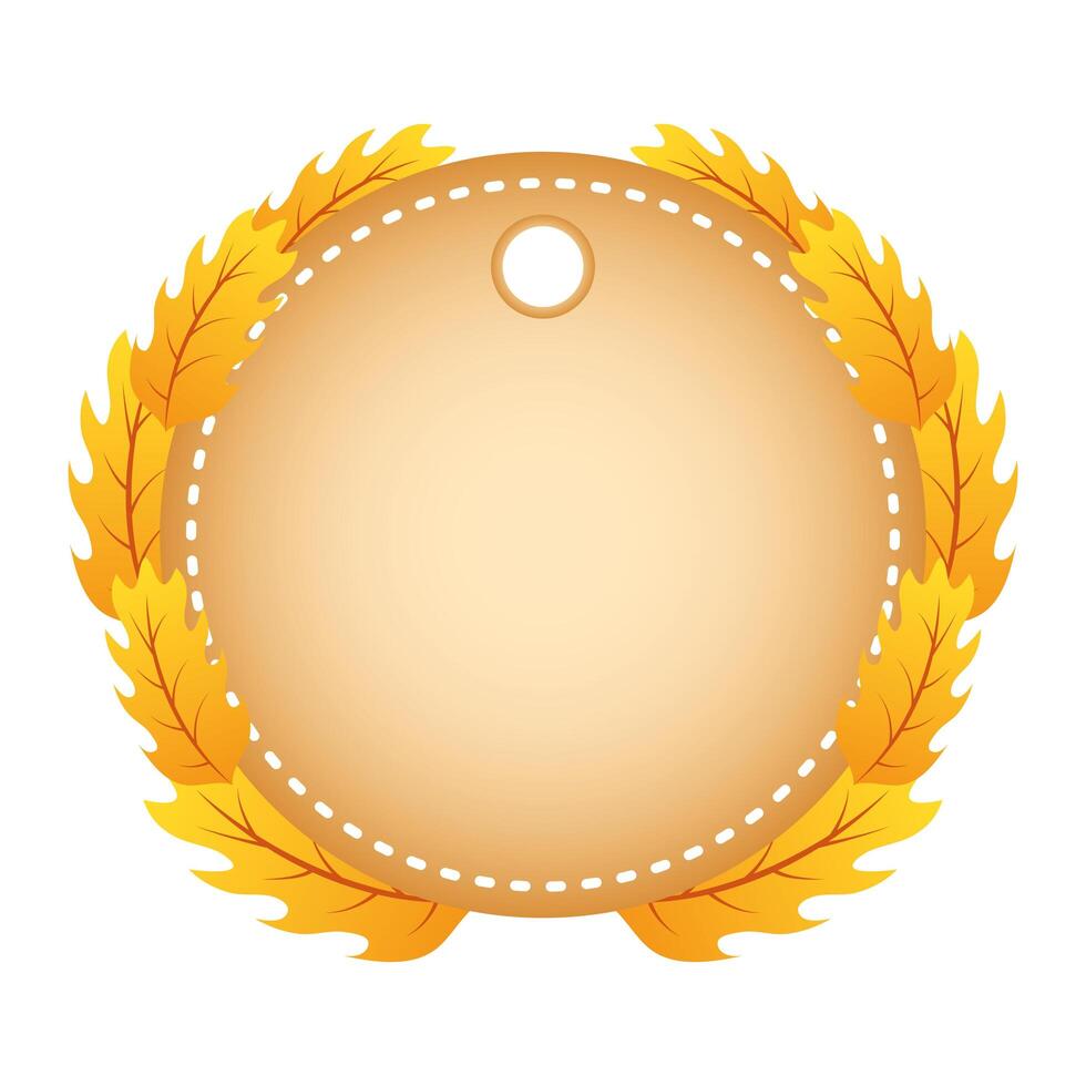 autumn circular frame with leafs decoration vector