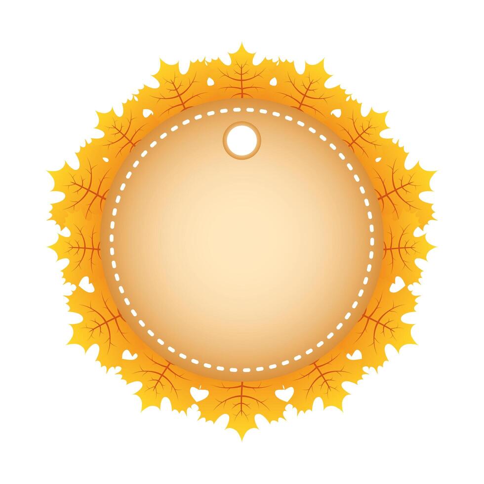 autumn circular frame with leafs decoration vector