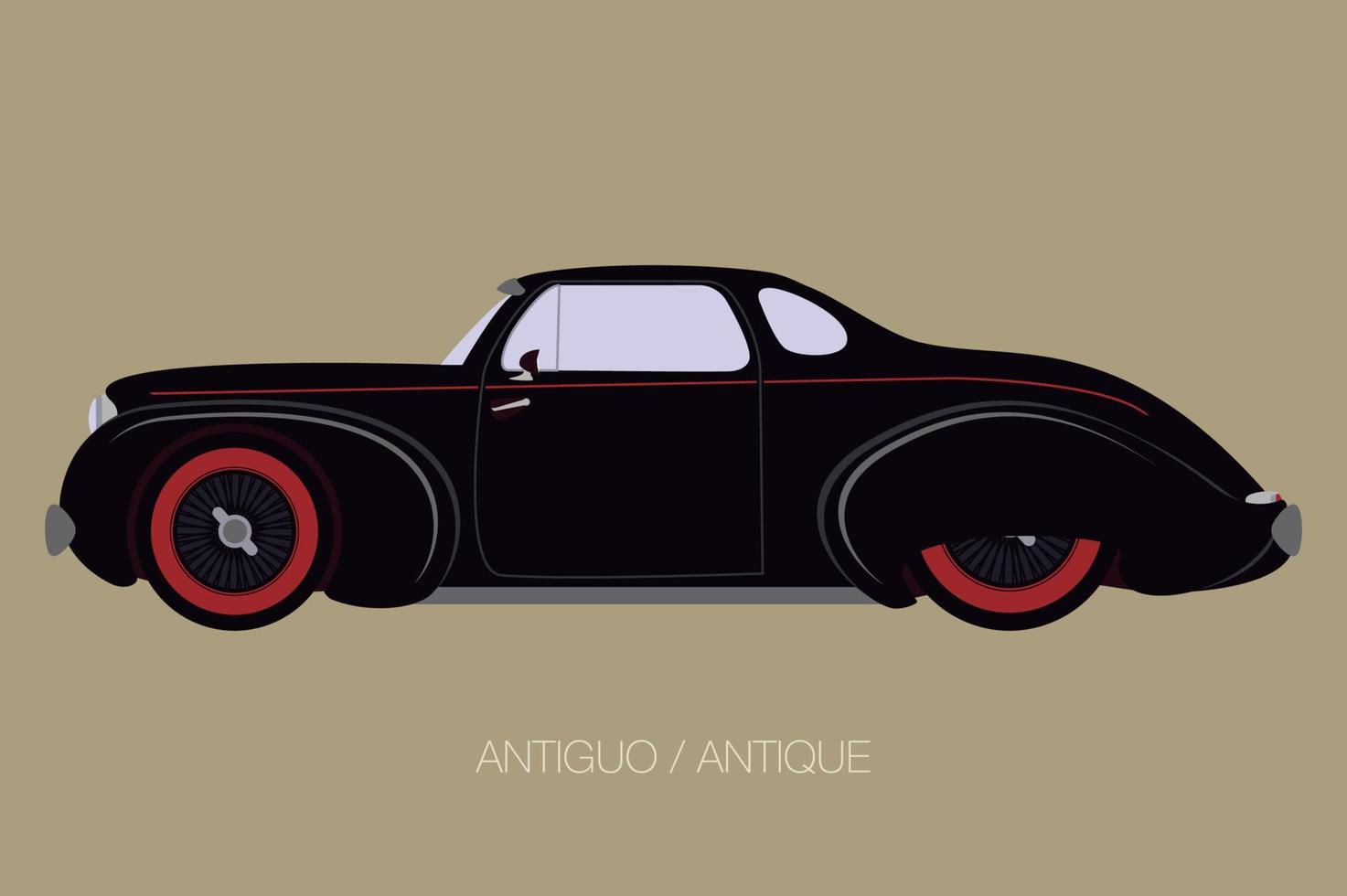 classic coupe car, vector car icon, side view of car