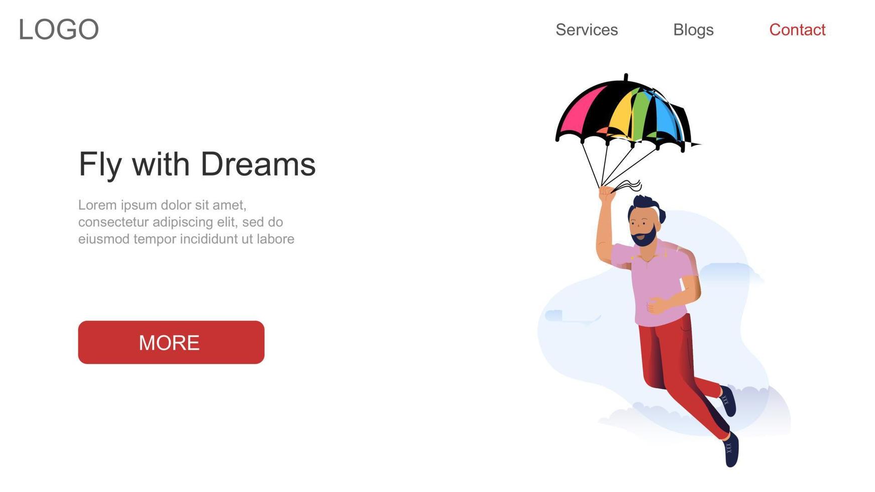 Fly with Dreams Landing Page vector