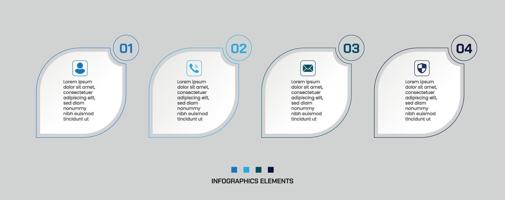 A set of 4 steps business infographic elements with abstract shapes vector