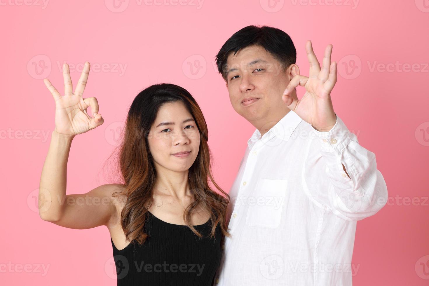 Pink Asian Couple photo