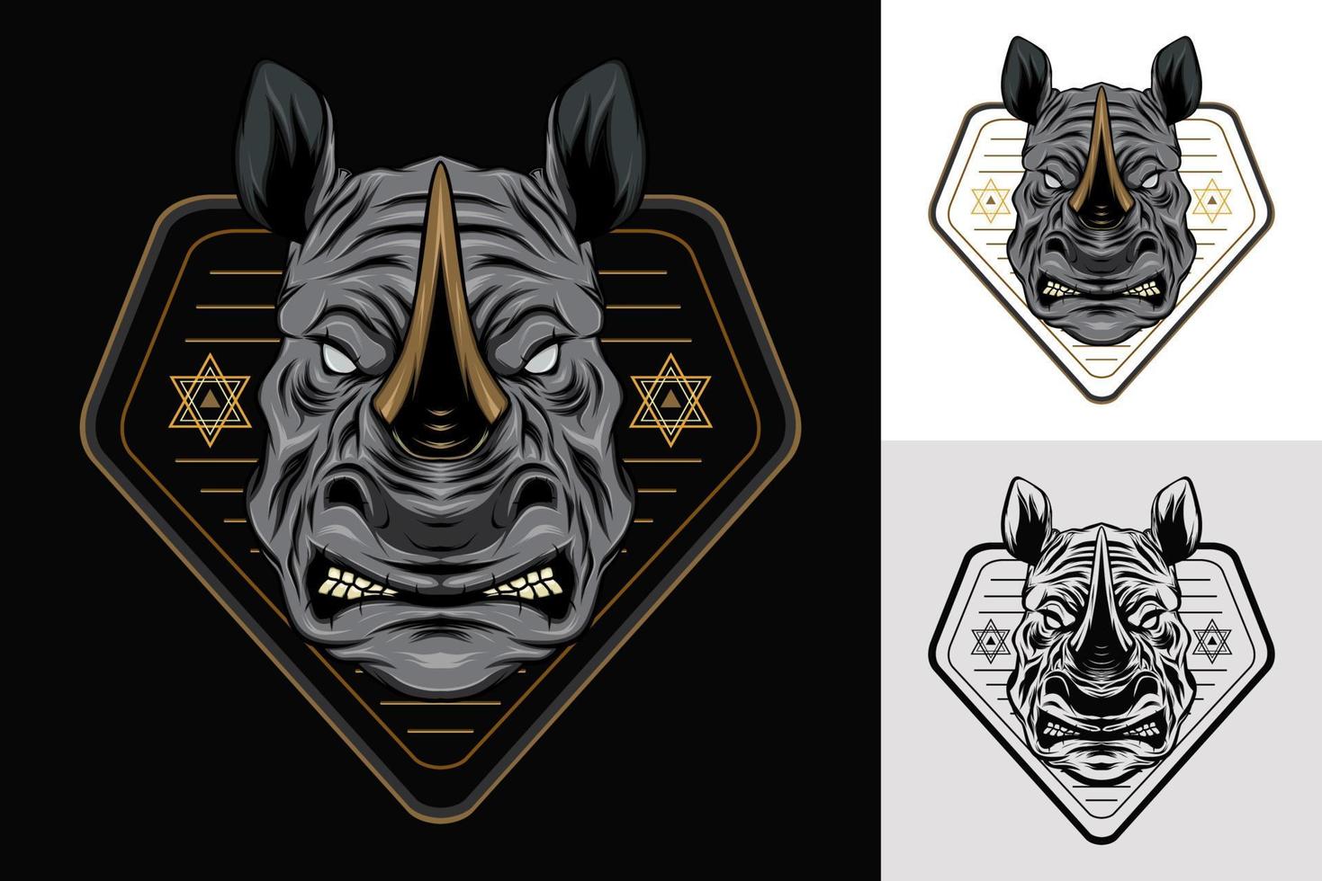 Rhinoceros logo template. illustration of rhino for apparel, merchandise. vector