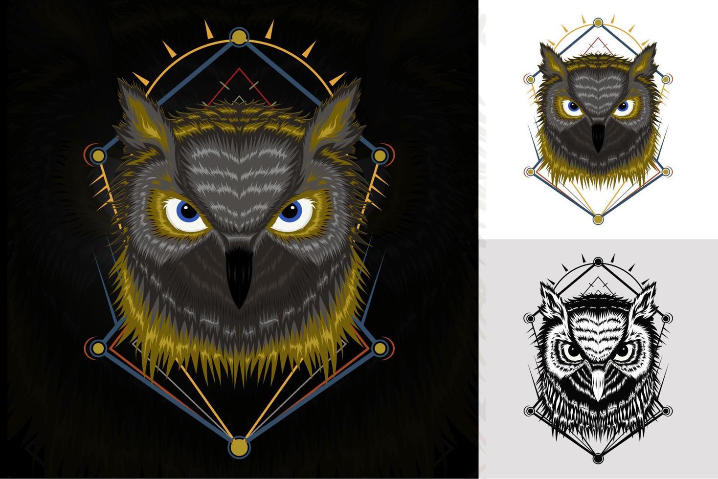 The Owl logo. Illustration of owl for t-shirt design printing vector