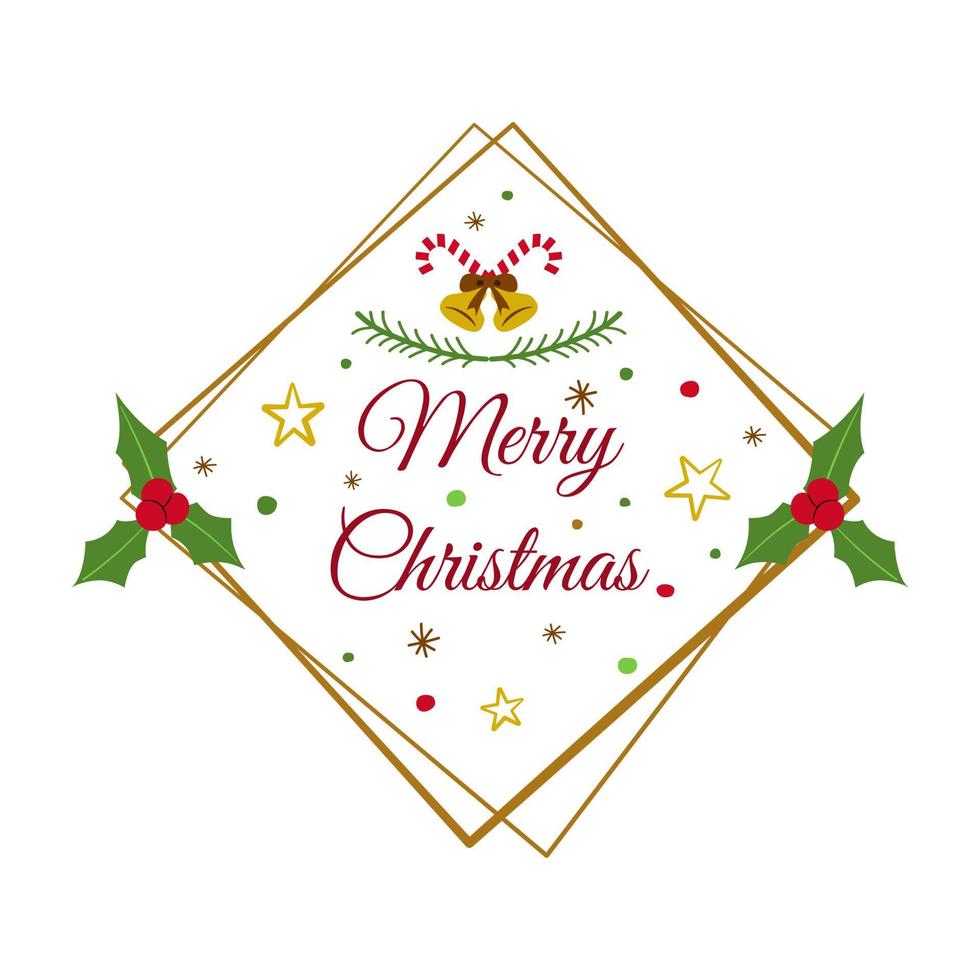 Flat ornaments design with white background. Greeting card for Merry Christmas. vector