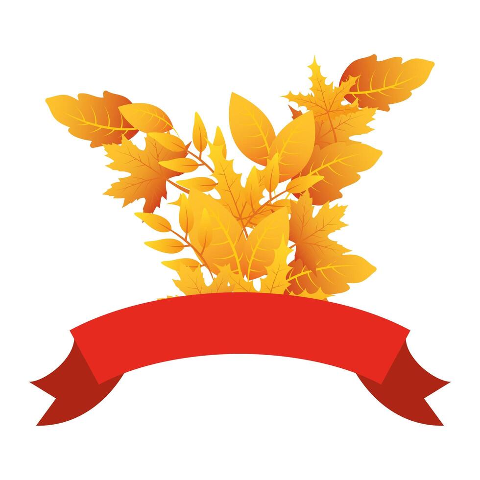 autumn branch with leafs and ribbon decorative crown vector