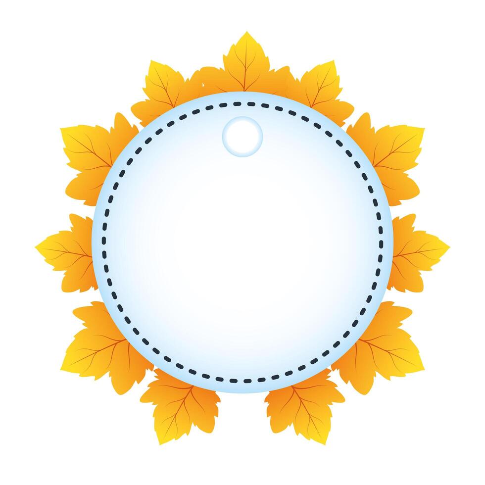 autumn circular frame with leafs decoration vector