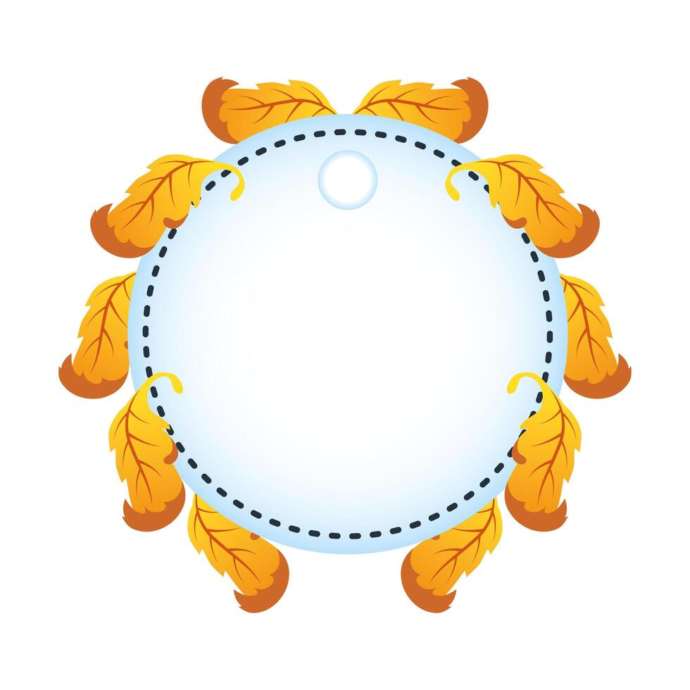 autumn circular frame with leafs decoration vector