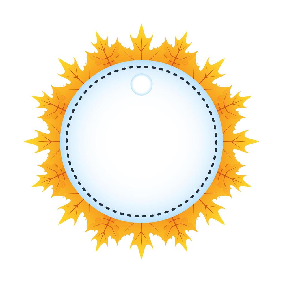 autumn circular frame with leafs decoration vector