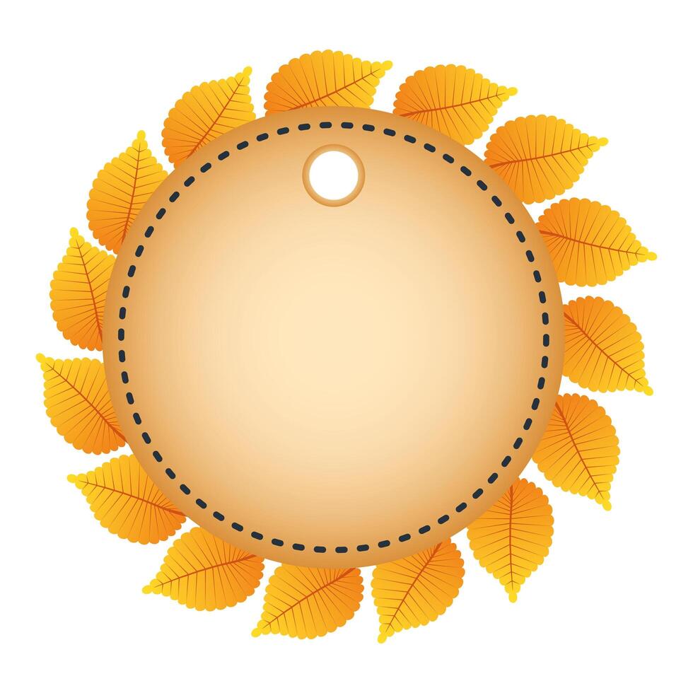 autumn circular frame with leafs decoration vector