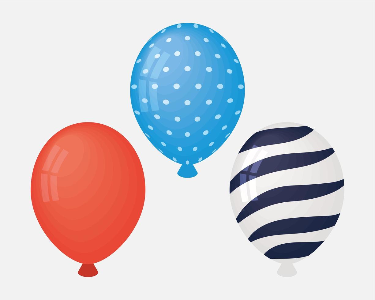 tres globos de cumpleaños vector