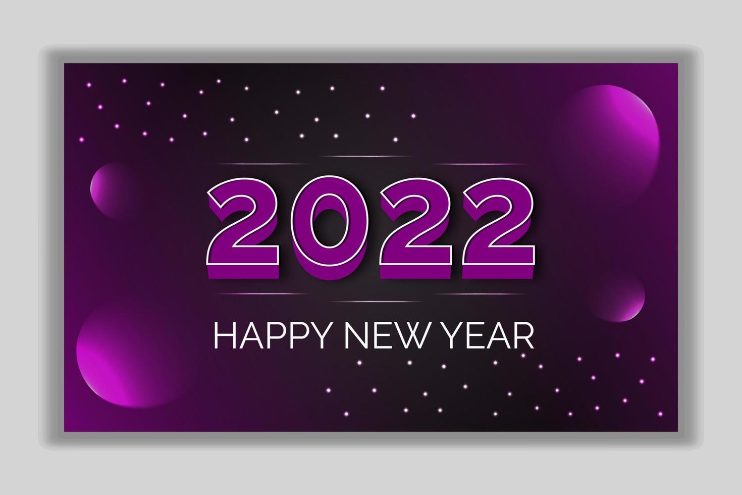 2022 feliz año nuevo morado elegante tarjeta de deseos vector