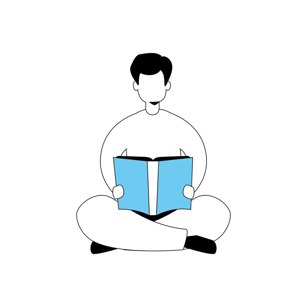 young man with book avatar character vector