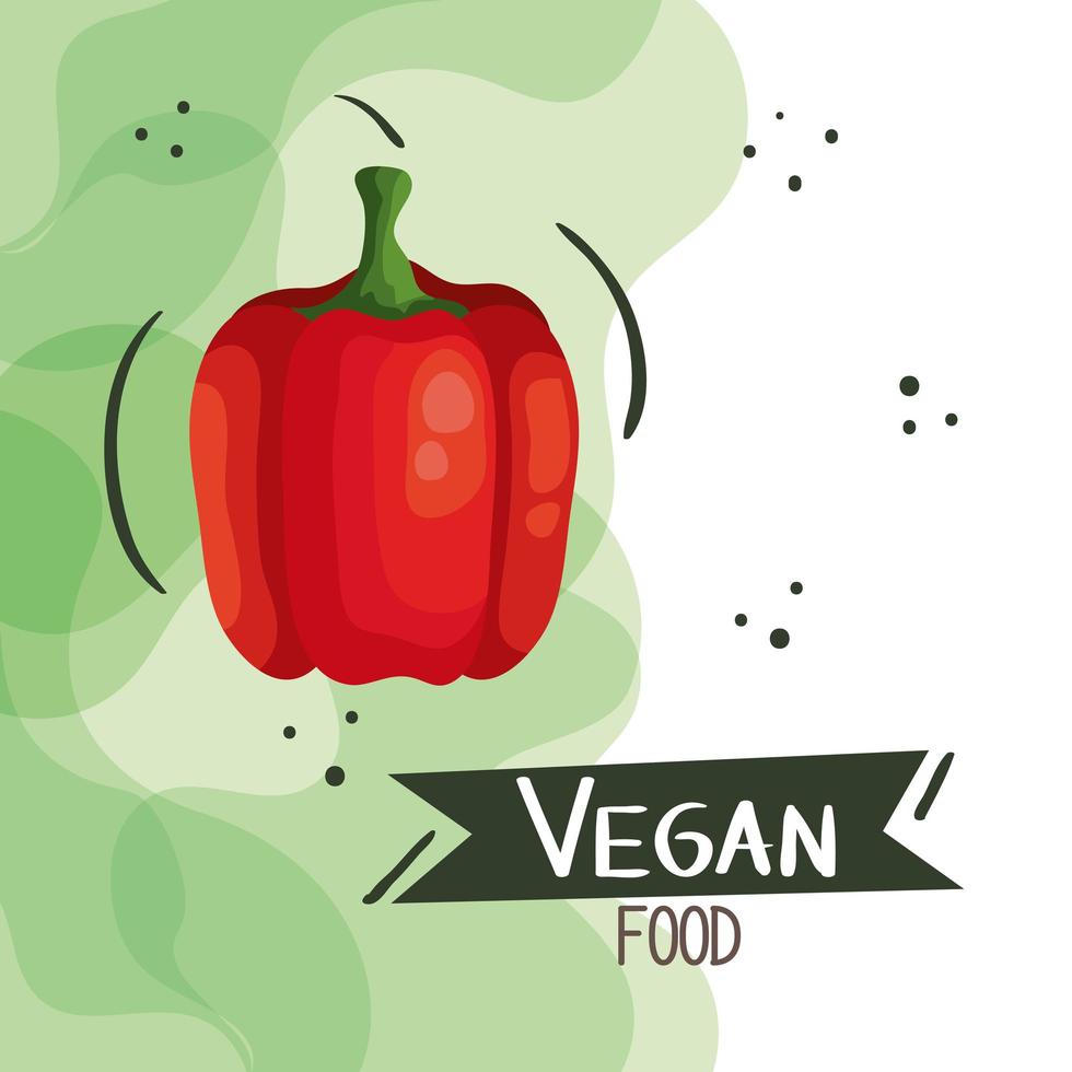 cartel de comida vegana con pimiento vegetal vector