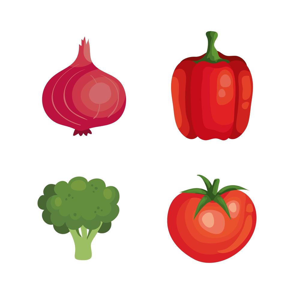 set of healthy and fresh vegetables vector