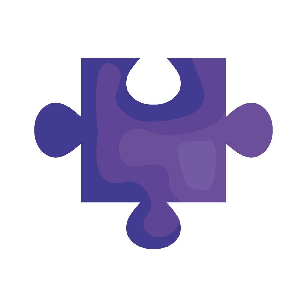 Pieza del rompecabezas icono aislado de color púrpura vector