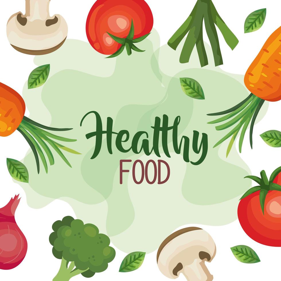 healthy food poster with frame of vegetables vector