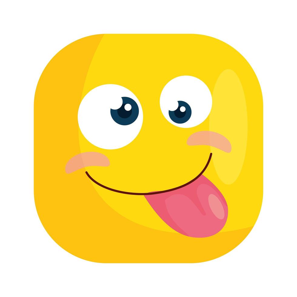 funny square emoticon crazy isolated icon vector