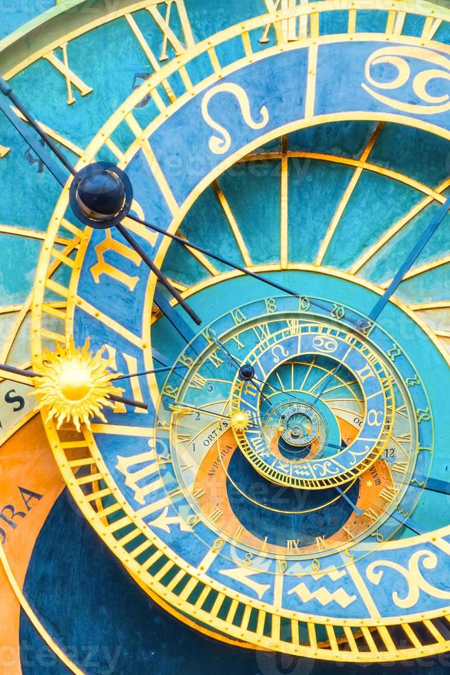 Fondo de efecto droste basado en el reloj astronómico de praga. diseño abstracto para conceptos relacionados con la astrología y la fantasía. foto