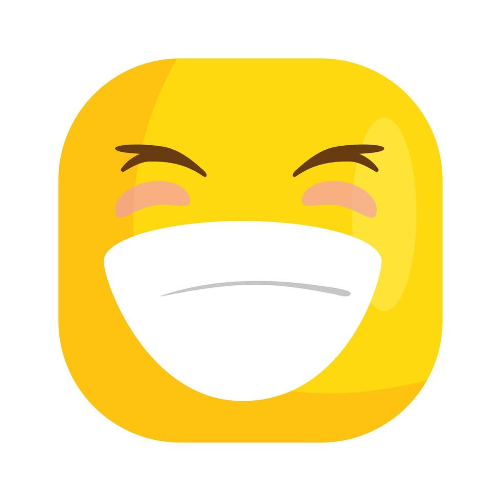 funny square emoticon smiling isolated icon vector