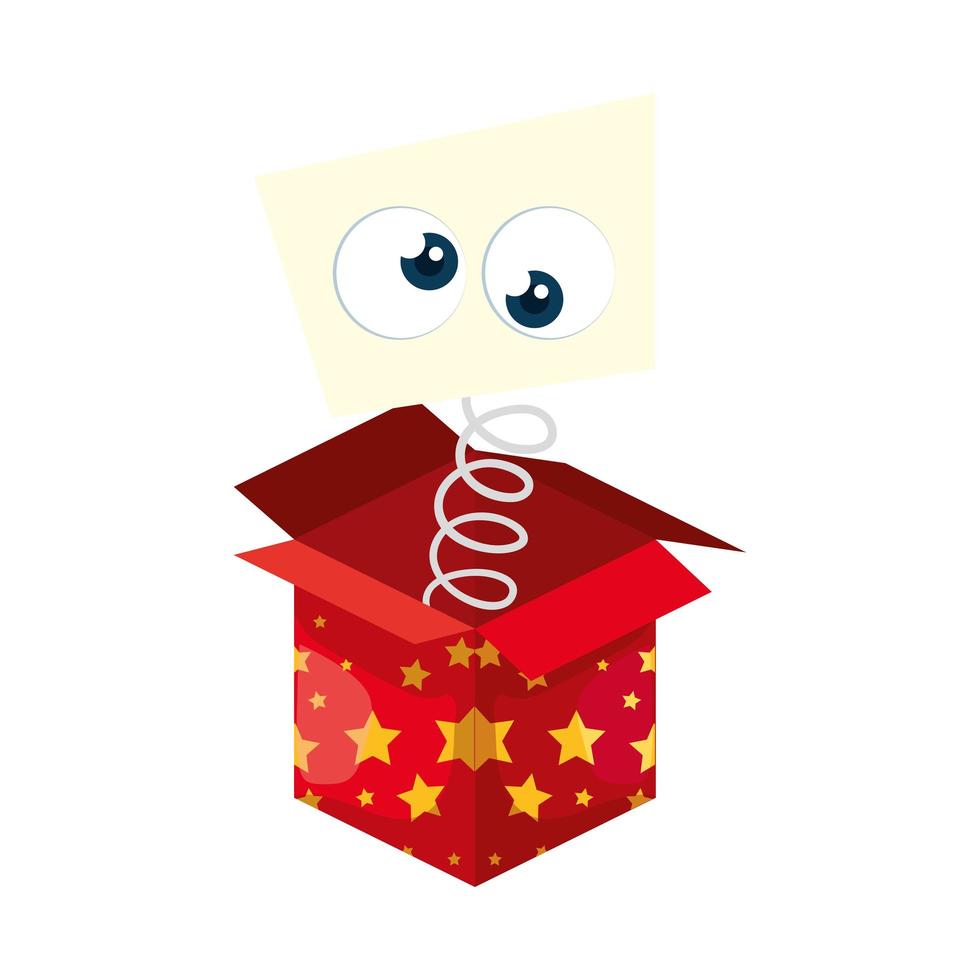 funny crazy eyes in box surprise isolated icon vector