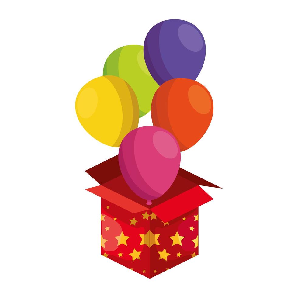 conjunto de globos helio en caja sorpresa decoracion vector