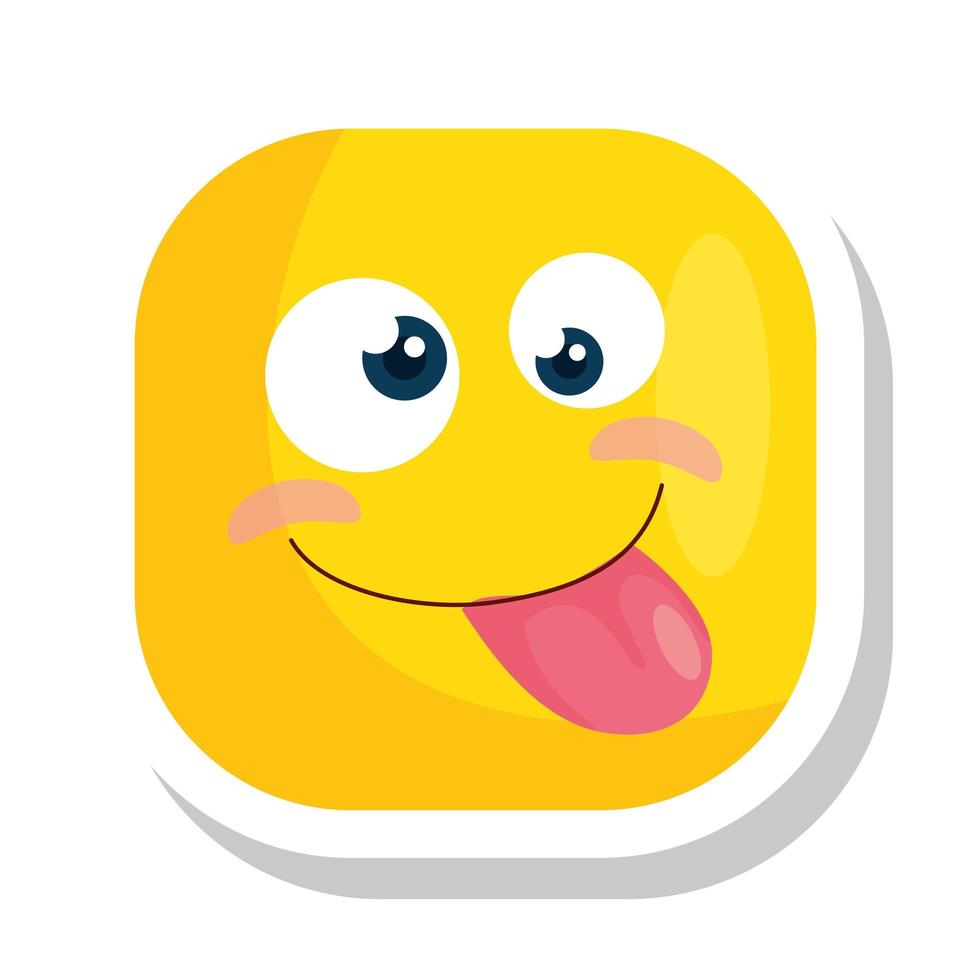 funny square emoticon crazy isolated icon vector