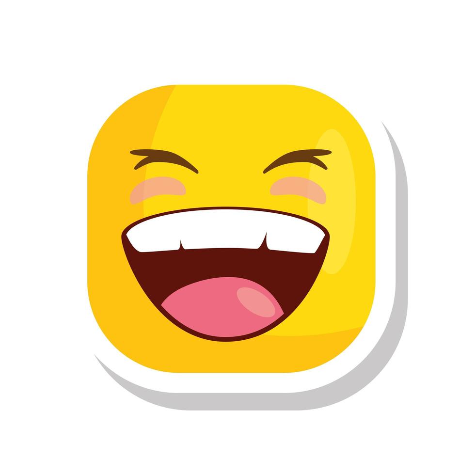 Emoticon cuadrado divertido sonriente icono aislado vector