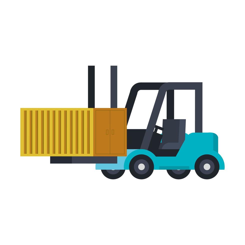 container metal in forklift isolated icon vector