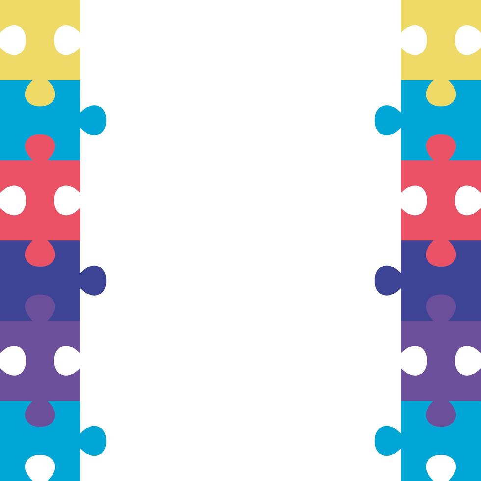 frame of puzzle pieces icons vector