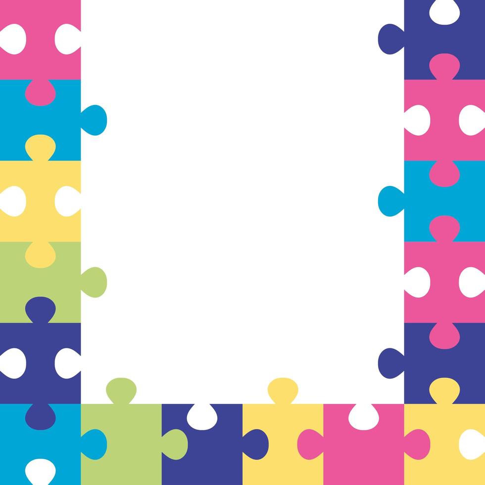 frame of puzzle pieces icons vector
