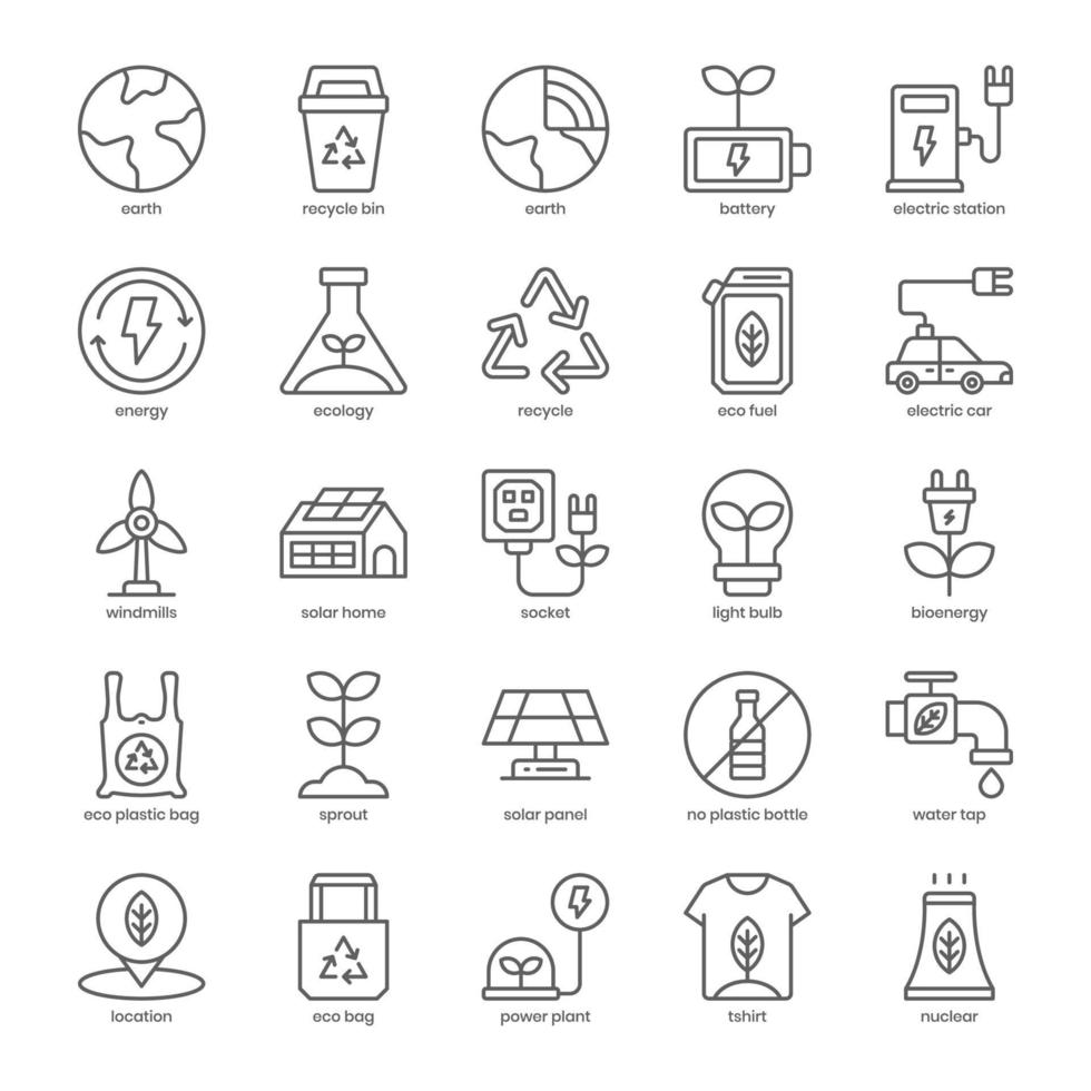 paquete de iconos de ecología y medio ambiente para el diseño de su sitio web, logotipo, aplicación, ui. diseño de esquema de icono de ecología y medio ambiente. Ilustración de gráficos vectoriales y trazo editable. vector