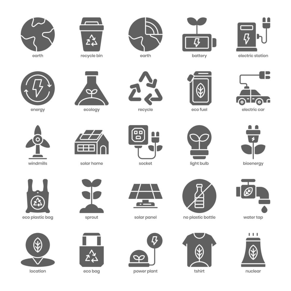 paquete de iconos de ecología y medio ambiente para el diseño de su sitio web, logotipo, aplicación, ui. diseño de glifos de icono de ecología y medio ambiente. Ilustración de gráficos vectoriales y trazo editable. vector