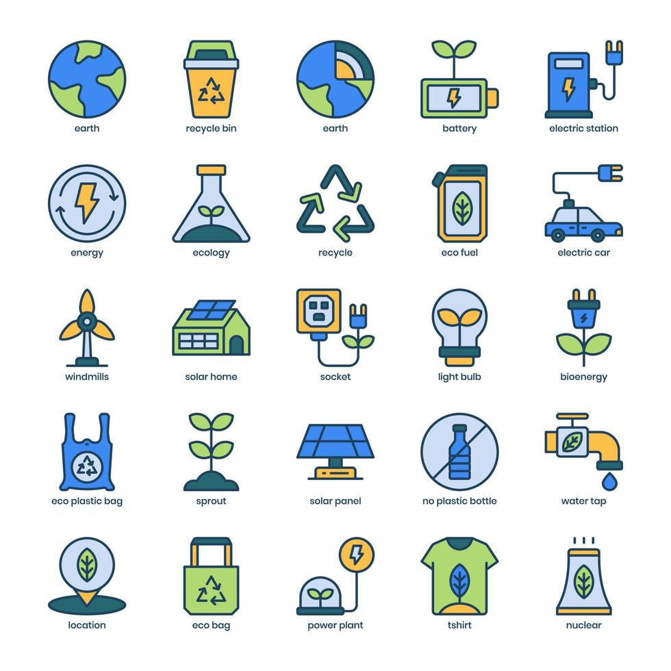 paquete de iconos de ecología y medio ambiente para el diseño de su sitio web, logotipo, aplicación, ui. diseño de esquema de icono de ecología y medio ambiente. Ilustración de gráficos vectoriales y trazo editable. vector