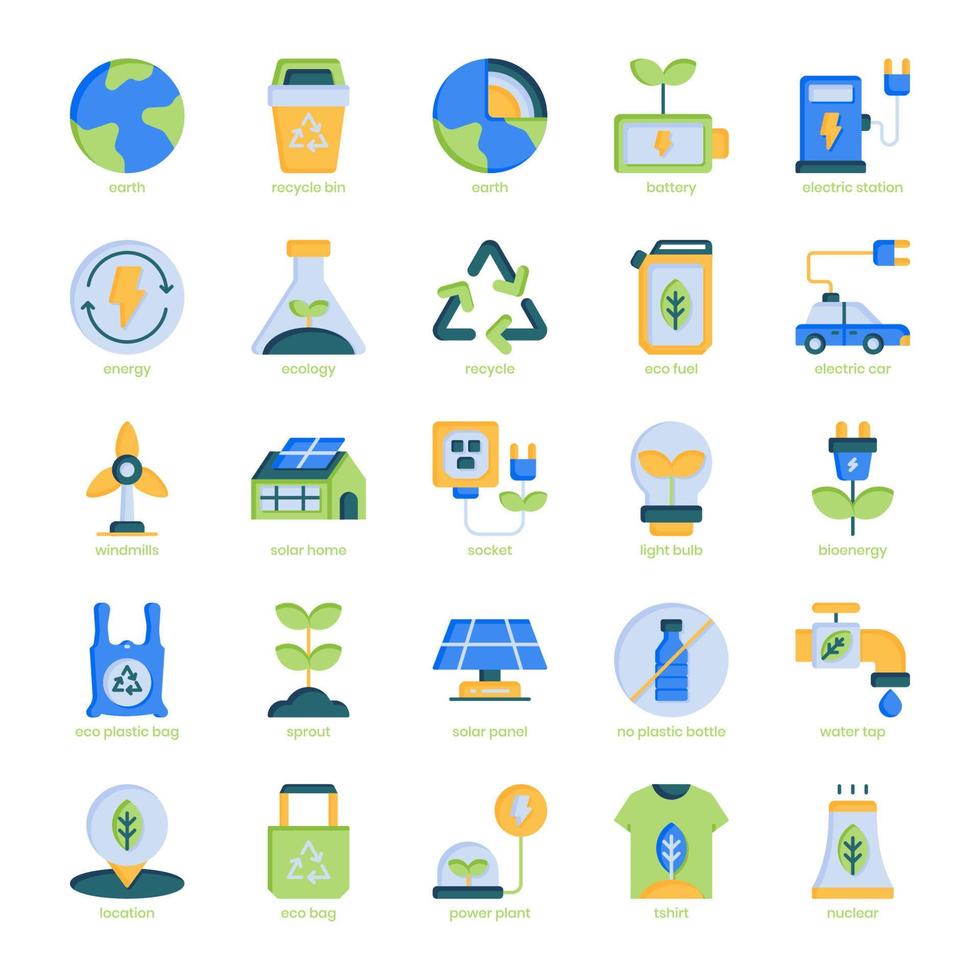 paquete de iconos de ecología y medio ambiente para el diseño de su sitio web, logotipo, aplicación, ui. diseño plano de icono de ecología y medio ambiente. Ilustración de gráficos vectoriales y trazo editable. vector