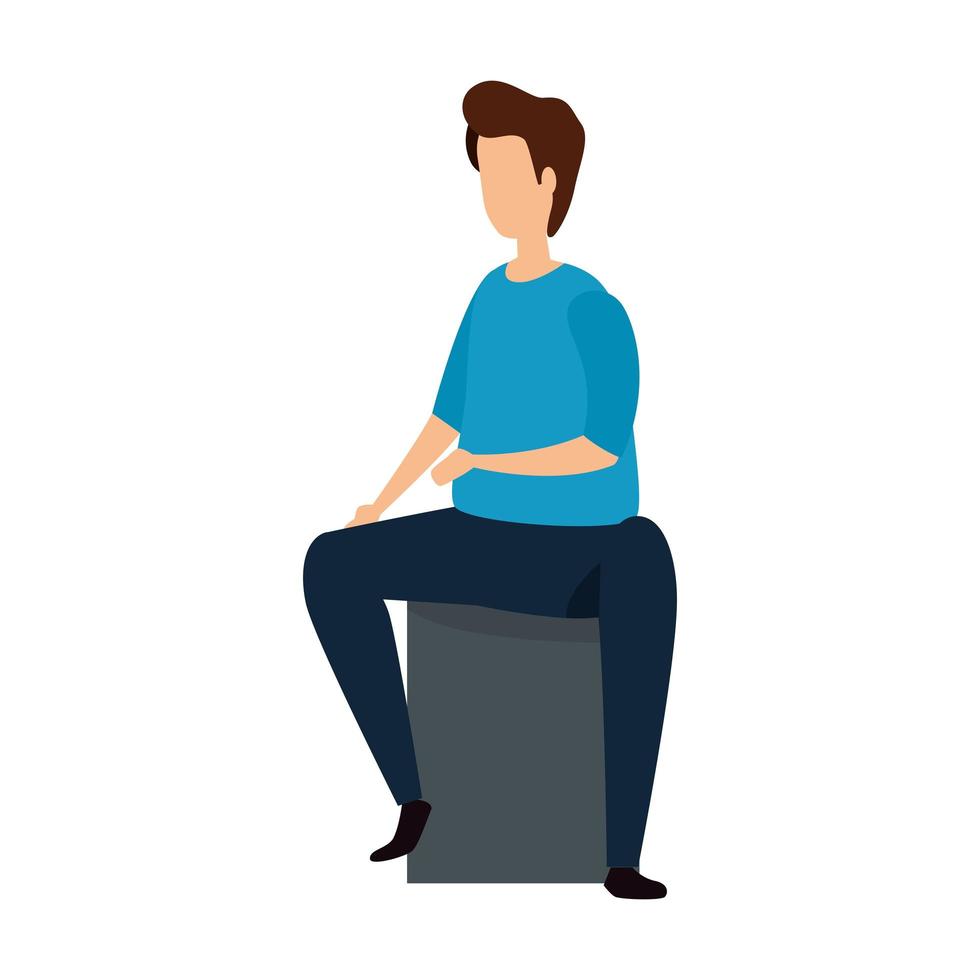 young man sitting avatar character icon vector