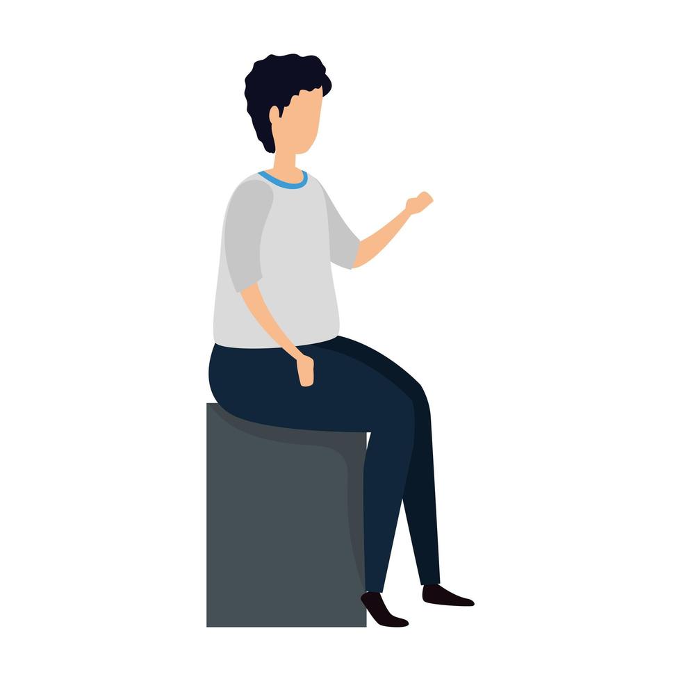 young man sitting avatar character icon vector