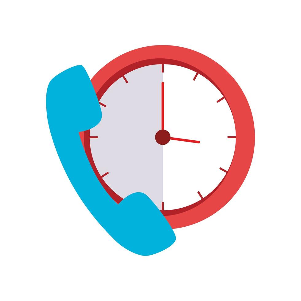 Reloj de pared tiempo con teléfono icono aislado vector