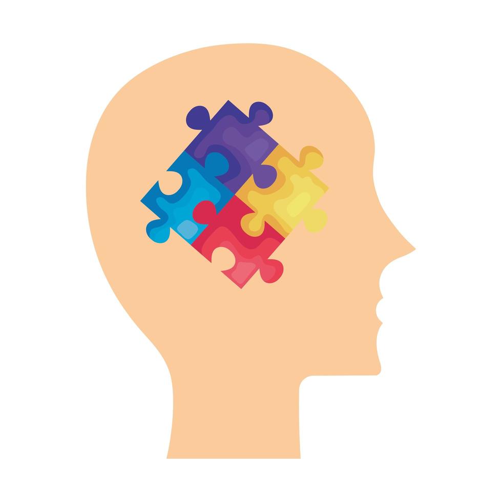 profile head with puzzle pieces vector