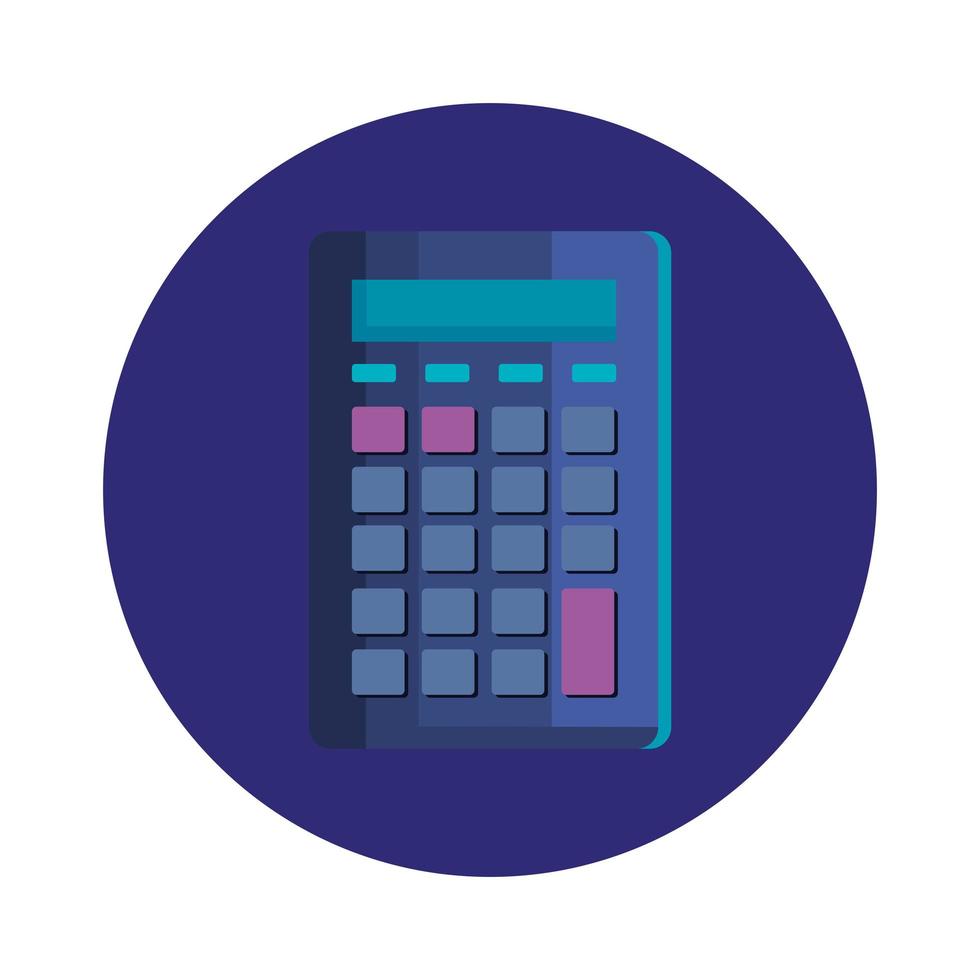 calculator math in frame circular isolated icon vector