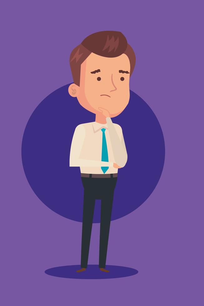 businessman thinking in purple background vector