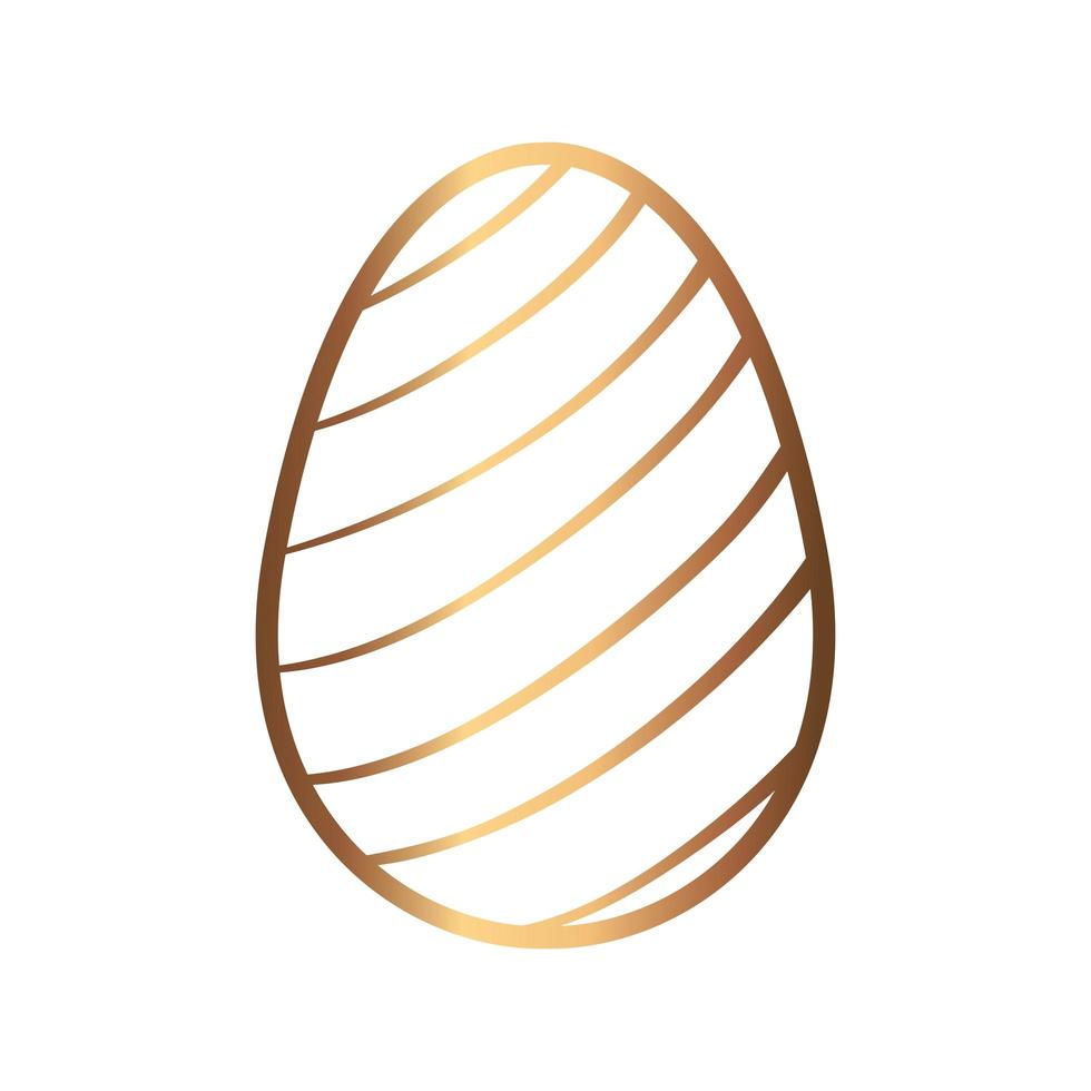 golden egg easter with lines decorated isolated icon vector