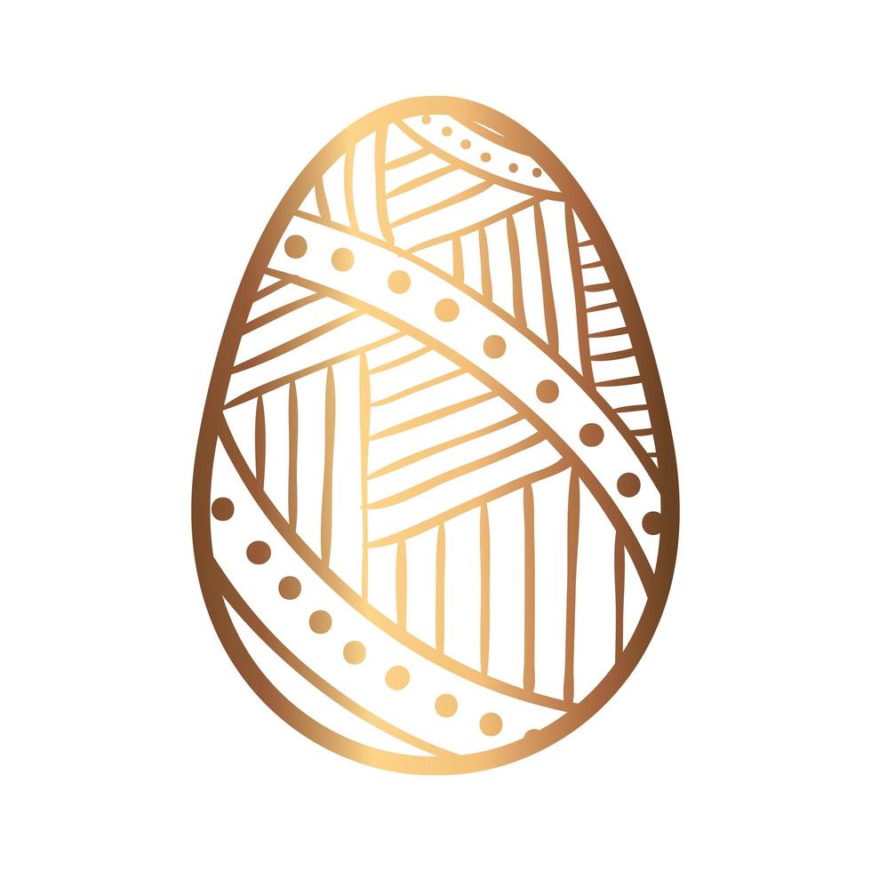 huevo dorado pascua decorado icono aislado vector