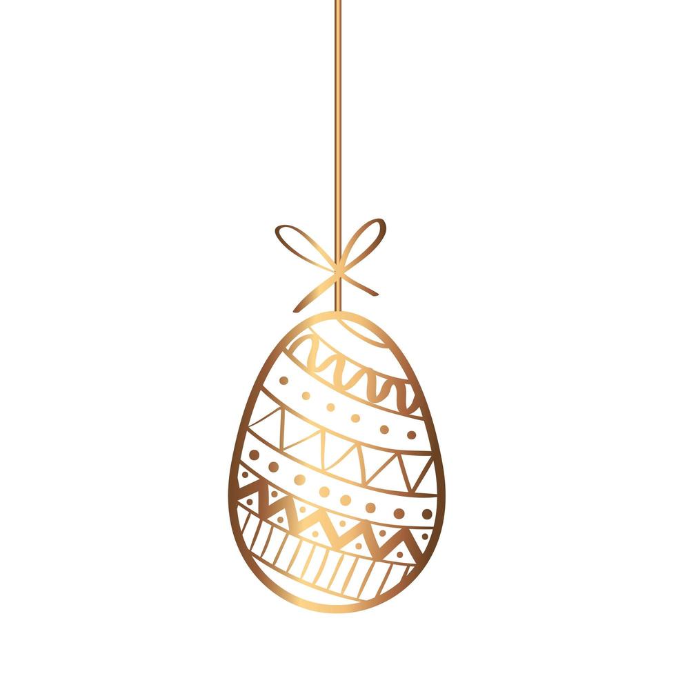 huevo dorado pascua decorado colgando vector